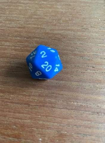 Blå D20. enkelt terning i blå. 